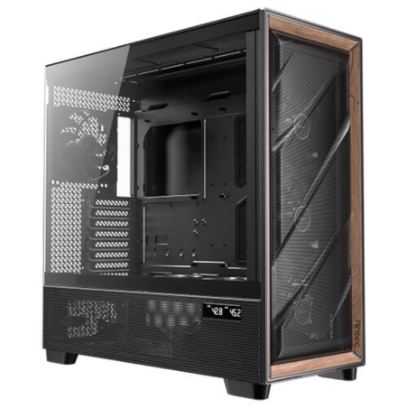 CAJA ANTEC FLUX PRO_EUV WOOD ATX 2XUSB3-0 SIN FUENTE NEGRO