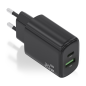 CARGADOR AISENS GAN 20W, 1XUSB-C PD3-0, 1XUSB-A QC3-0, NEGRO
