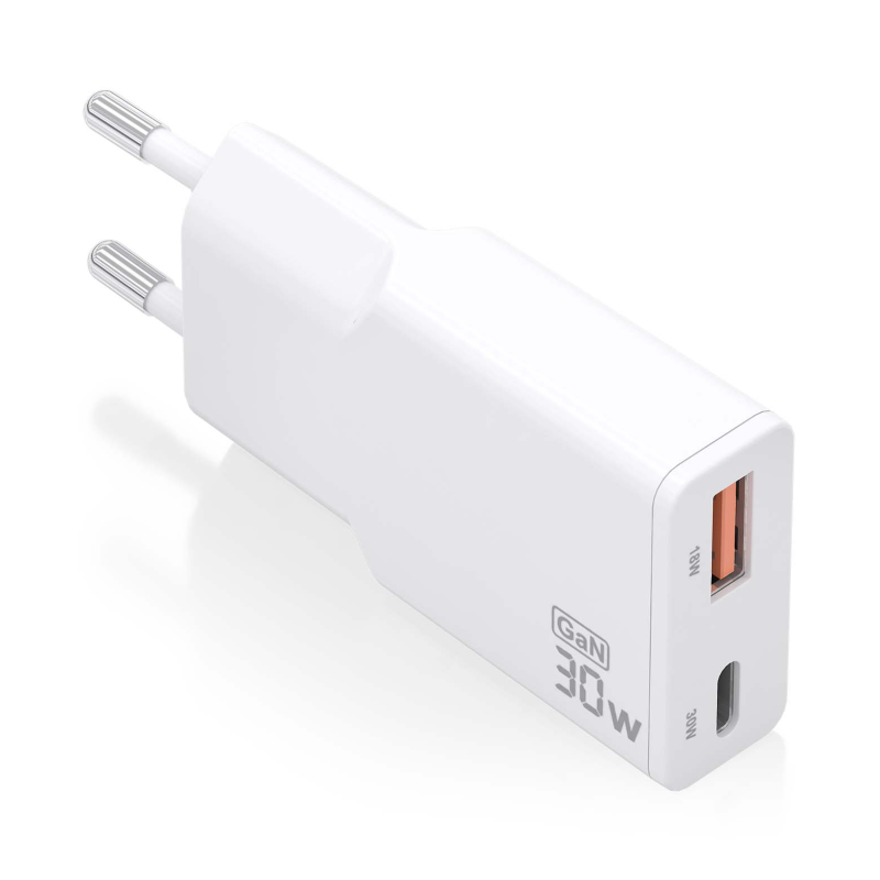 CARGADOR AISENS GAN ULTRA DELGADO 30W USB-C PD3-0 QC4-0 USB-A QC3-0