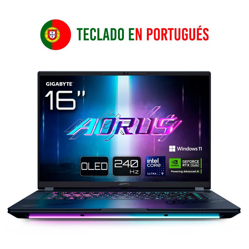 PORTATIL GIGABYTE AORUS MASTER 16 U9-275HX RTX 5090 32GB 1TB 16"OLED W11P