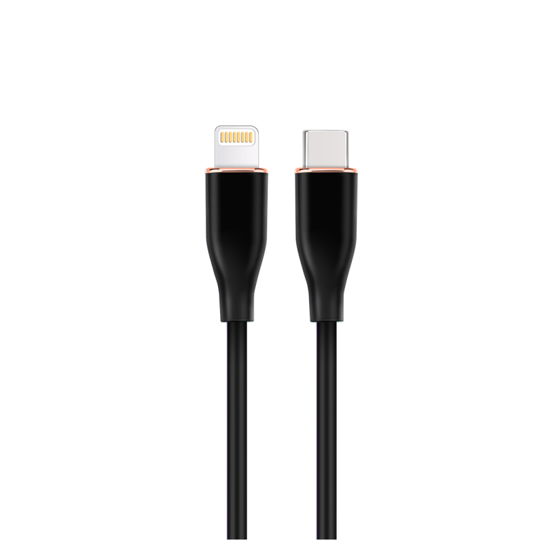 CABLE DE CARGA Y DATOS GEMBIRD USB TIPO-C A 8 PINES DE SILICONA PREMIUM 1,5M BK