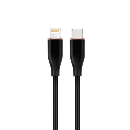 CABLE DE CARGA Y DATOS GEMBIRD USB TIPO-C A 8 PINES DE SILICONA PREMIUM 1,5M BK