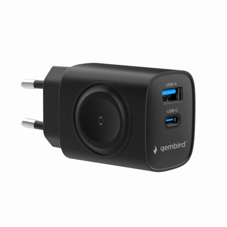 CARGADOR GEMBIRD 2-1 USB CARGA RAPIDA + APPLE WATCH NEGRO