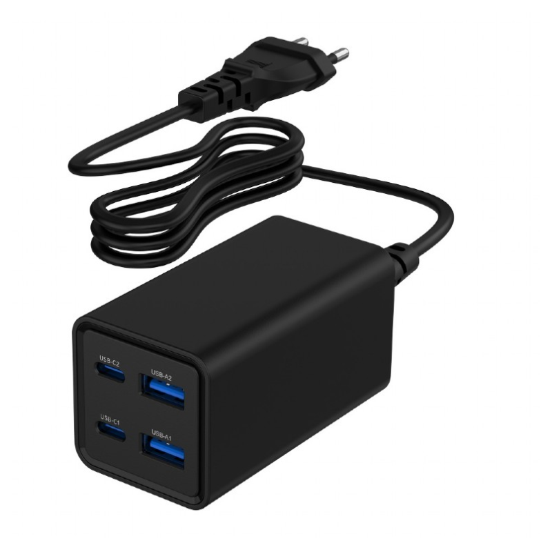 CARGADOR RAPIDO GEMBIRD USB POWERDELIVERY GAN DE 4 PUERTOS 65 W NEGRO