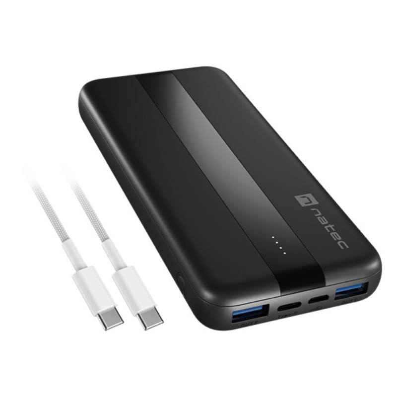 POWERBANK NATEC TREVI SLIM QV2 10000MAH 2XUSB-A 18W + 1XUSB-C 20W + CABLE USB-C
