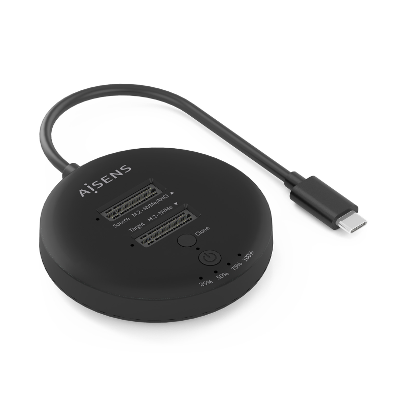 ESTACION DOCKING AISENS DOBLE BAHIA NVME USB 3-2 GEN2X2 CLONE NEGRO