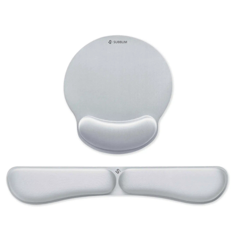 Pack de Reposamuñecas y Alfombrilla Ergonómica Subblim Ergo MemoryFlex- Plateadas