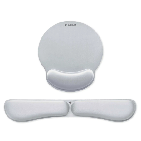 Pack de Reposamuñecas y Alfombrilla Ergonómica Subblim Ergo MemoryFlex- Plateadas