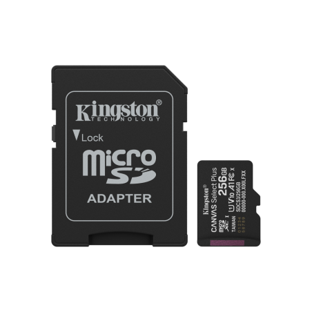 Tarjeta de Memoria Kingston CANVAS Select Plus 256GB microSD XC con Adaptador- Clase 10- 150MBs