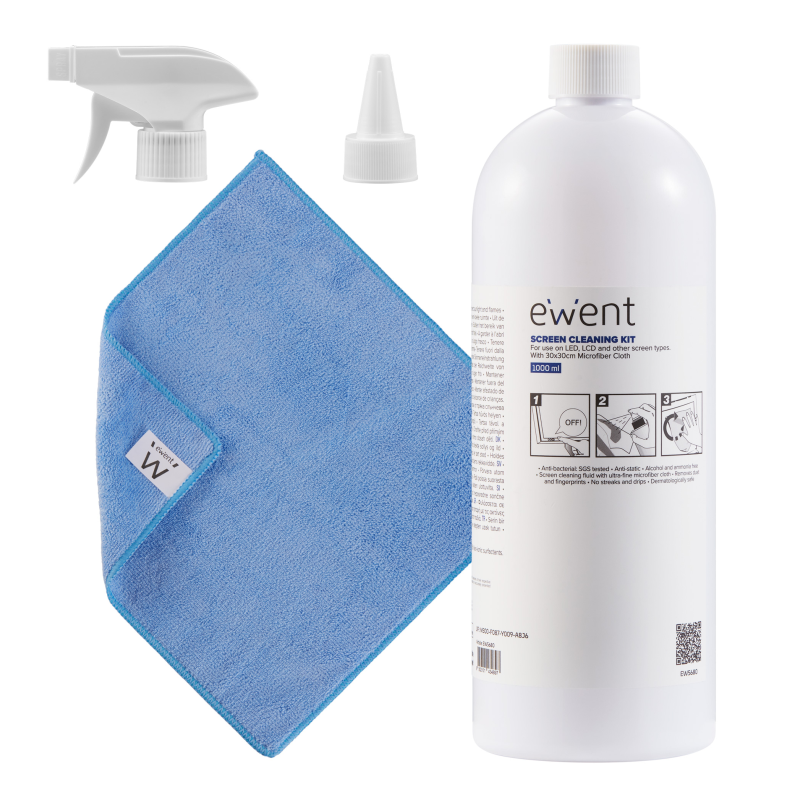 EWENT KIT DE LIMPIEZA DE PANTALLAS 1000ML CON PAÑO MICROFIBRA 30X30CM EWENT KIT DE LIMPIEZA DE PANTALLAS 1000ML CON PAÑO MICROFIBRA 30X30CM
