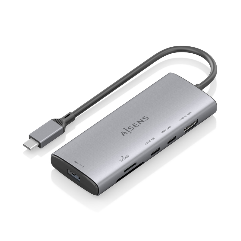 USB-C DOCK AISENS 6 EN 1 HDMI USB-A 10G 2XUSB-C 10G SD MICRO SD 20CM