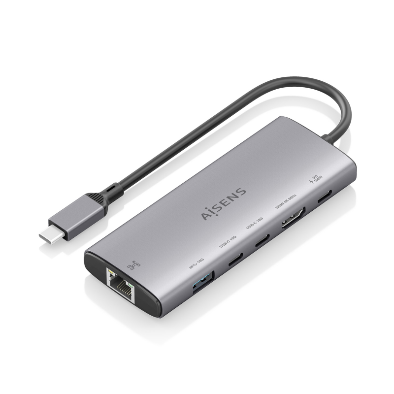 Docking USB Tipo-C Aisens ASUC-6P030-GR- 1xHDMI 4K- 1xUSB- 2xUSB Tipo-C- 1xRJ45- 1xUSB Tipo-C PD- Gris