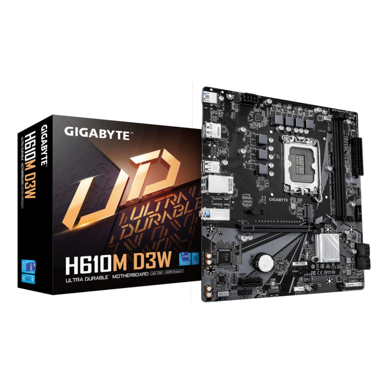 PLACA BASE GIGABYTE H610M D3W 1700 M-ATX DDR5 PCIe 4-0 128GB 1GbE M-2