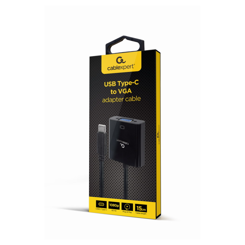 CABLE ADAPTADOR USB TIPO C A VGA 15 CM NEGRO