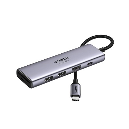 HUB UGREEN 6EN1 USB-C A HDMI+2XUSB-A+SD-TF+PD