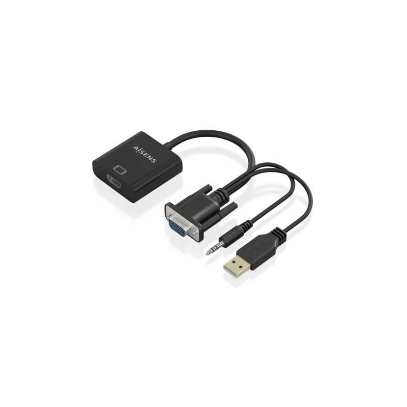 Cable Conversor Aisens A115-0872 SVGA Macho - USB Macho- Jack Macho - HDMI Hembra- 20cm- Negro Cable Conversor Aisens A115-0872 SVGA Macho - USB Macho- Jack Macho - HDMI Hembra- 20cm- Negro