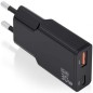 Cargador de Pared GaN Aisens ASCH-30W2P047-BK- 1xUSB Tipo-C- 1xUSB- 30W- Negro