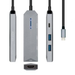 Docking USB Tipo-C Aisens ASUC-4P002-GR- 1xHDMI 4K- 2xUSB- 1xUSB Tipo-C PD- Gris