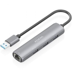 Hub USB Aisens ASUC-4P034-GR- 3xUSB- 1xRJ45- Gris