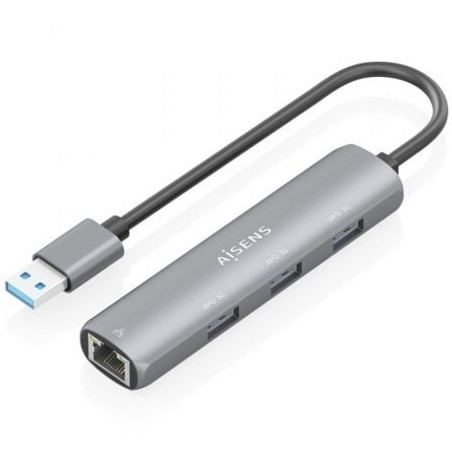 Hub USB Aisens ASUC-4P034-GR- 3xUSB- 1xRJ45- Gris