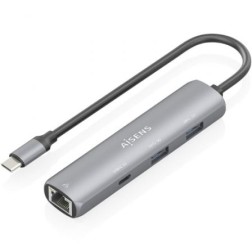 Hub USB Tipo-C Aisens ASUC-4P038-GR- 1xUSB Tipo-C- 2xUSB- 1xRJ45- Gris