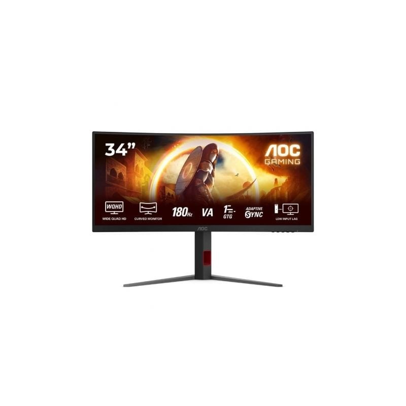 Monitor Gaming Ultraparonámico Curvo AOC CU34G4 34"- WQHD- 1ms- 180Hz- VA- Regulable en altura- Negro Monitor Gaming Ultraparonámico Curvo AOC CU34G4 34"- WQHD- 1ms- 180Hz- VA- Regulable en altura- Negro