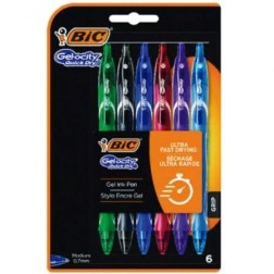 Bolígrafos de Tinta de Gel Retráctil Bic Gelocity Quick Dry 964769- 6 unidades- Surtidos