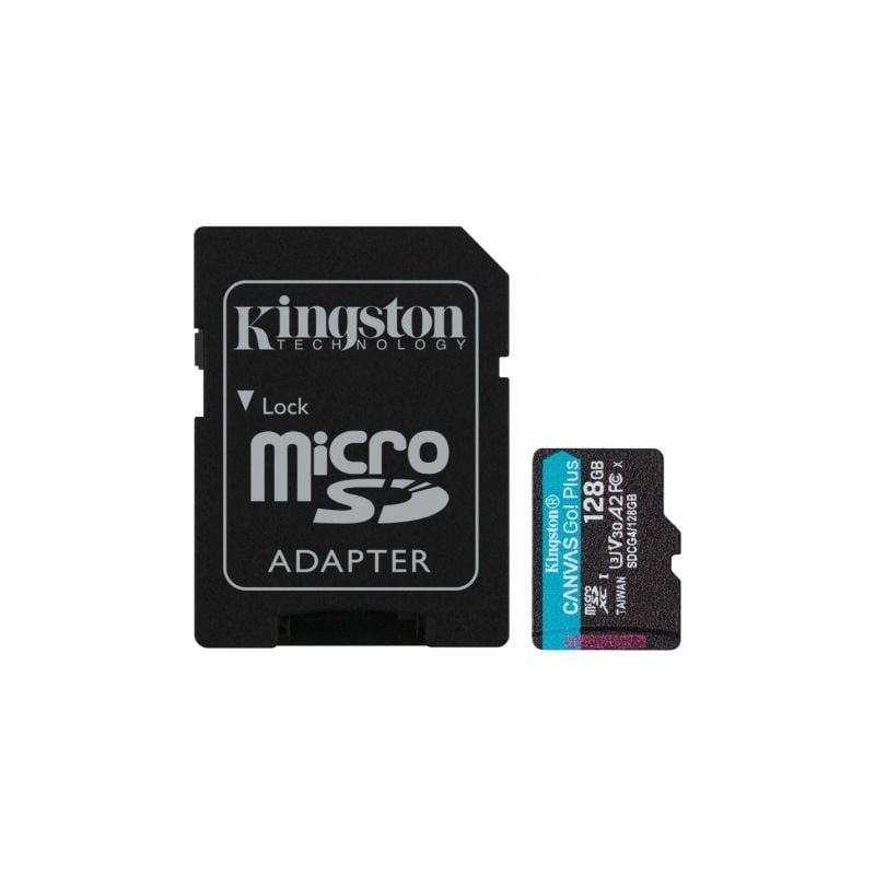Tarjeta de Memoria Kingston CANVAS Go! Plus 128GB microSD XC con Adaptador- Clase 10- 200MBs