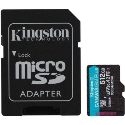 MICRO SD KINGSTON 512GB CANVAS GO PLUS U3 V30 CON ADAPTADOR