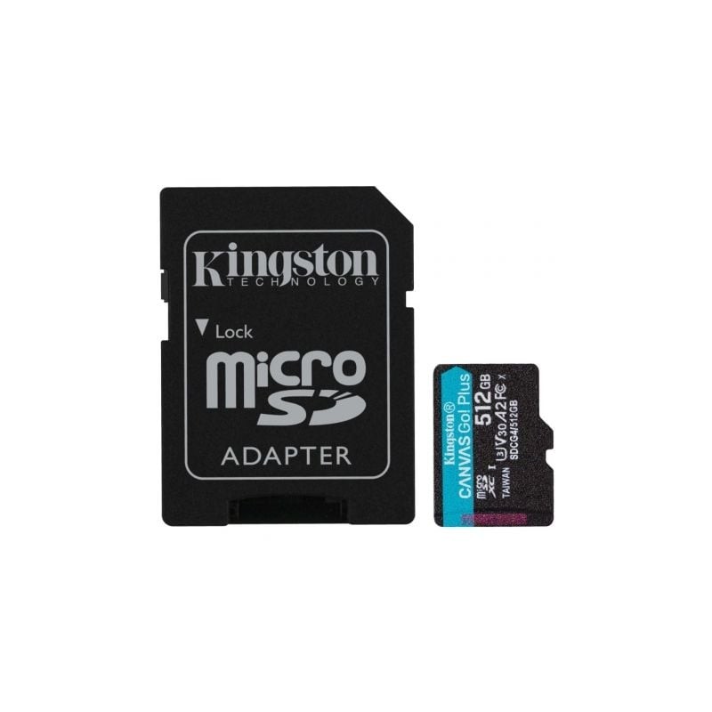 MICRO SD KINGSTON 512GB CANVAS GO PLUS U3 V30 CON ADAPTADOR