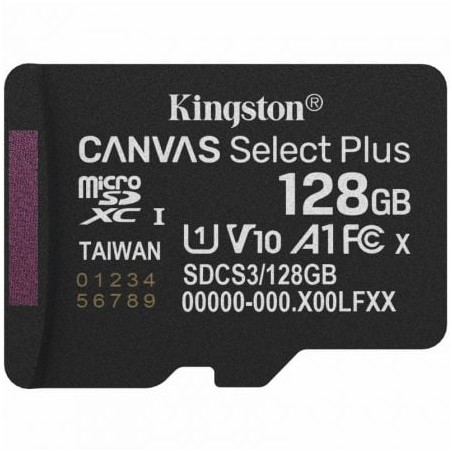 Tarjeta de Memoria Kingston CANVAS Select Plus 128GB microSD XC- Clase 10- 150MBs