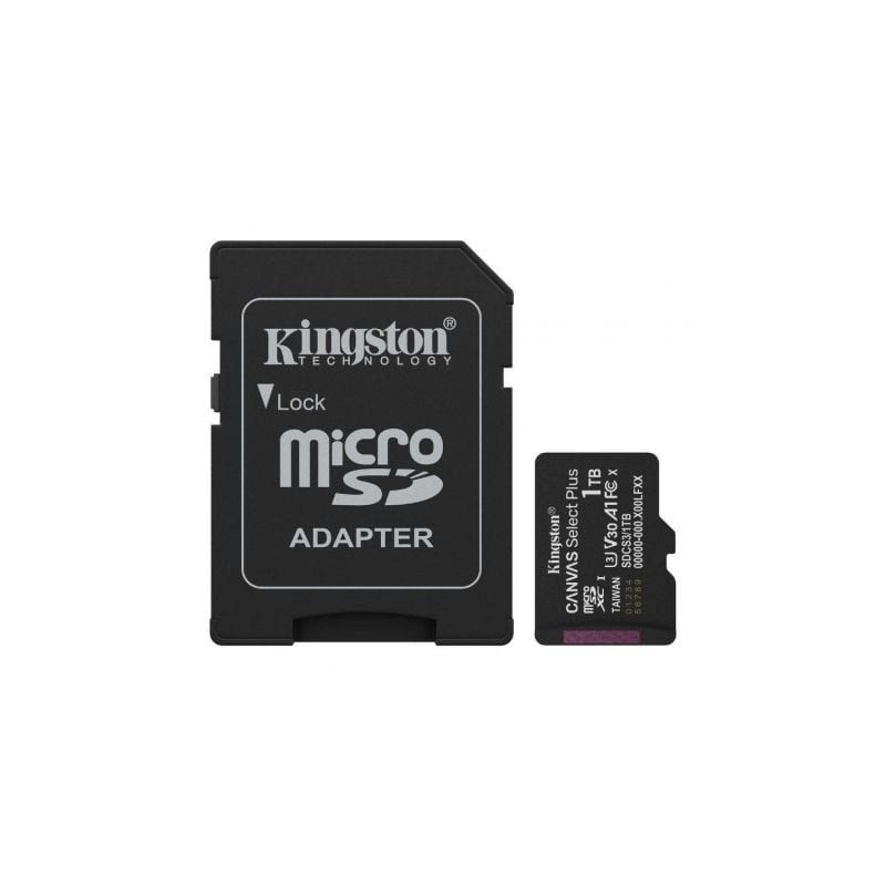 Tarjeta de Memoria Kingston CANVAS Select Plus 1TB microSD XC con Adaptador- Clase 10- 150MBs