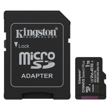 Tarjeta de Memoria Kingston CANVAS Select Plus 1TB microSD XC con Adaptador- Clase 10- 150MBs