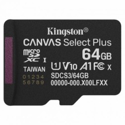 Tarjeta de Memoria Kingston CANVAS Select Plus 64GB microSD XC- Clase 10- 100MBs