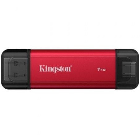 Disco Externo SSD Kingston Dual Portable SSD 1TB- USB Tipo-C y USB 3-2- Rojo