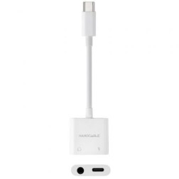 Adaptador Audio Nanocable 10-24-1206- USB Tipo-C Macho - Jack 3-5 Hembra- USB Tipo-C Hembra- Blanco
