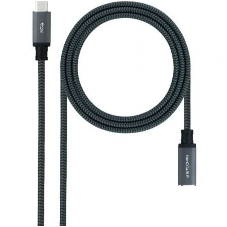 Cable Alargador USB Tipo-C 3-2 Nanocable 10-01-4501-L150-COMB- USB Tipo-C Macho - USB Tipo-C Hembra- 1-5m- Negro