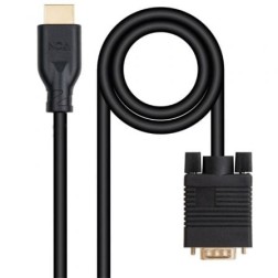 Cable Conversor Nanocable 10-15-4602- VGA Macho - HDMI 8K Macho- 1-8m- Negro