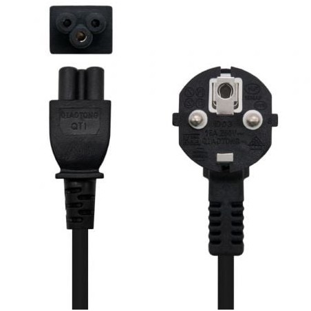 Cable Alimentación Trébol Nanocable 10-22-0302-L200- Schuko Macho - C5 Hembra- 2m- Negro