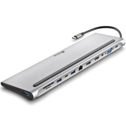 Docking USB Tipo-C NGS WonderDock12- 3xUSB- 2xHDMI 4K- 1xVGA- 1xRJ45- 1xLector de Tarjetas- 1xJack 3-5- 1xUSB Tipo-C PD- Gris