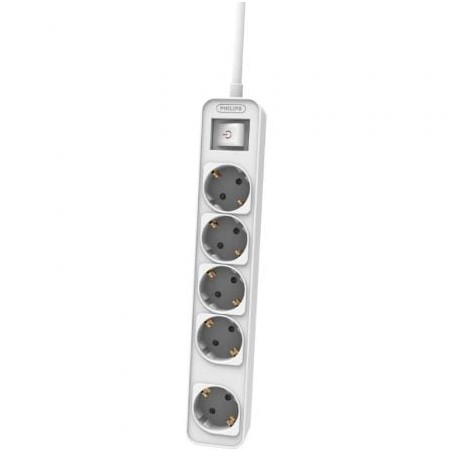 Regleta con Interruptor Philips CHP2154W-12- 5 Tomas de corriente- Cable 1-5m- Blanco