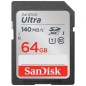 Tarjeta de Memoria SanDisk Ultra 64GB SD HC UHS-I - SDXC- Clase 10- 140MBs Tarjeta de Memoria SanDisk Ultra 64GB SD HC UHS-I - SDXC- Clase 10- 140MBs