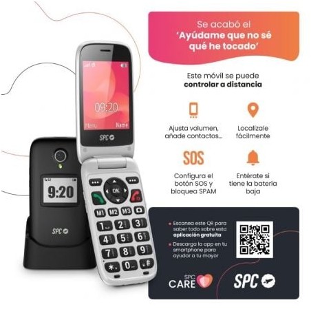 Teléfono Móvil SPC Polaris para Personas Mayores- Negro