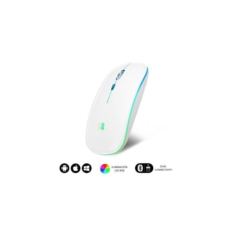 Ratón Inalámbrico por Bluetooth Subblim LED Dual Flat- Batería recargable- Hasta 1600 DPI- Blanco Ratón Inalámbrico por Bluetooth Subblim LED Dual Flat- Batería recargable- Hasta 1600 DPI- Blanco