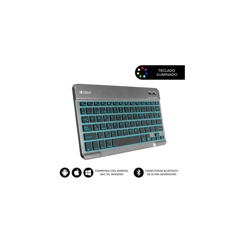 Teclado Compacto Inalámbrico por Bluetooth Subblim Smart Backlit- Gris