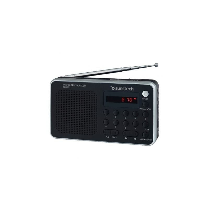 Radio Portátil Sunstech RPD32SL- con Batería- Negra y Plateada