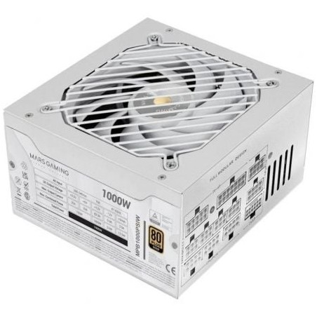 Fuente de Alimentación Mars Gaming MPB1000PSI- 1000W- Ventilador 14cm- 80 Plus Gold- Blanca