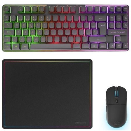 Pack Gaming Mars Gaming MCPWTKL- Teclado Inalámbrico + Ratón Inalámbrico + Alfombrilla