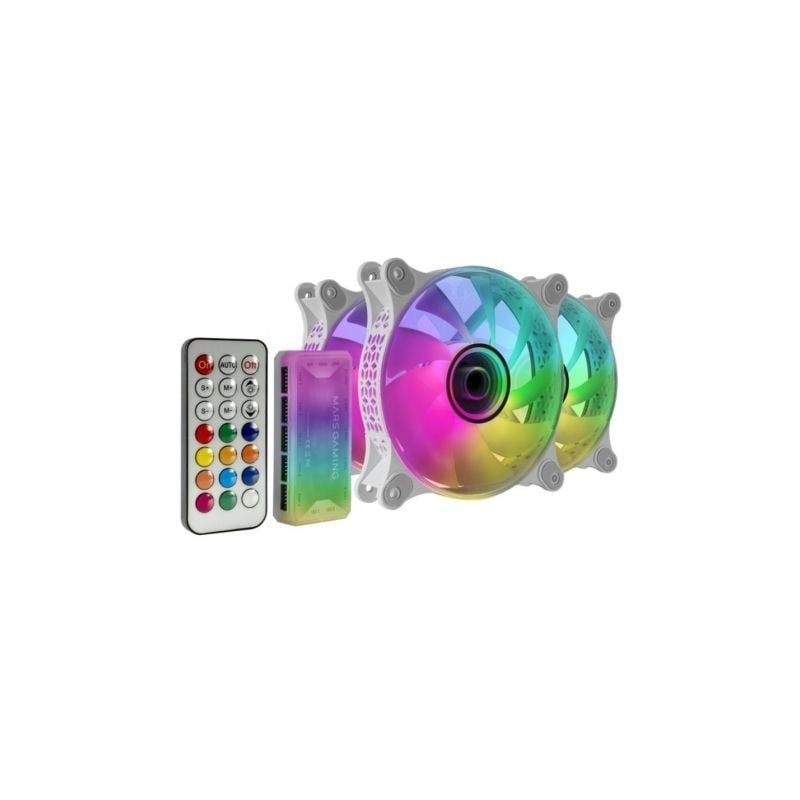 Pack 3 Ventiladores Mars Gaming MF-3DKITW- 12cm + HUB + Mando a Distancia- ARGB- Blanco Pack 3 Ventiladores Mars Gaming MF-3DKITW- 12cm + HUB + Mando a Distancia- ARGB- Blanco