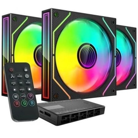 Pack 3 Ventiladores Mars Gaming MF-3DPROKIT- 12cm + HUB + Mando a Distancia- ARGB